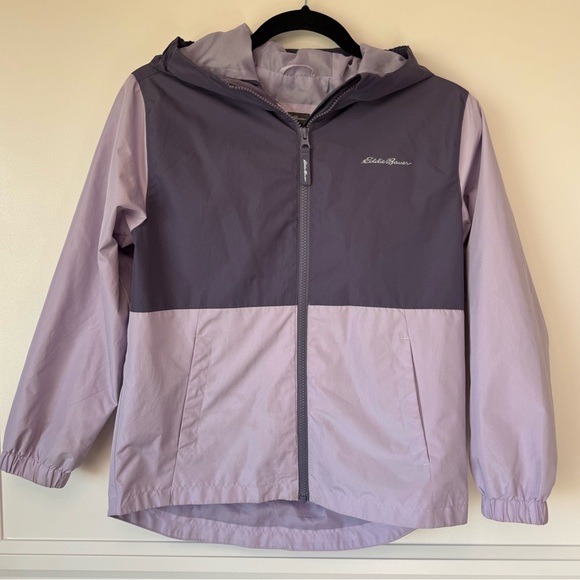 Purple Eddie Bauer Youth Girl’s Hooded Jacket Size Medium 10/12 Double Zip - Picture 1 of 8